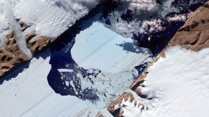 A massive "ice island" breaks free from the Petermann Glacier in Greenland in 2012. Rex Features/AP