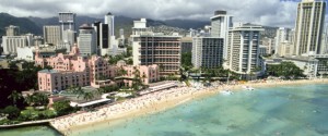 Hawaii, Oahu, Honolulu And Waikiki, Aerial View Of Royal Hawaiian Hotel. (Photo by Education Images/UIG via Getty Images)