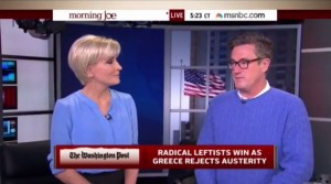 Mika Brzezinski (left) and Joe Scarborough, hosts of Morning Joe Credit: MSNBC