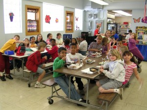 Students in Minneapolis' Armatage public school go to lunch every day with their own classroom. Lunch begins at 9:50 am and goes with a classroom coming every 5 or 10 minutes until 1:00. Credit: Armatage School