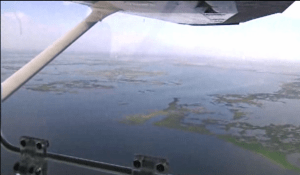  Footage from the Associated Press shows the Gulf of Mexico, where oil has been leaking for 10 years from a toppled Taylor Energy platform.  Credit: Associated Press 