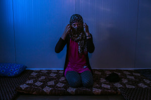 A woman, who said she was raped by Islamic State militants, in a refugee camp in the Kurdistan region of northern Iraq, and made a sex slave.  Credit: Mauricio Lima for The New York Times 