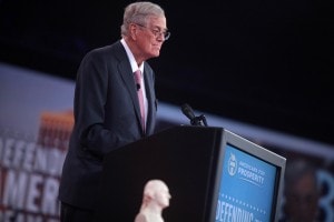 David Koch speaking at the 2015 Defending the American Dream Summit at the Greater Columbus Convention Center in Columbus, Ohio, on August 21, 2015. Credit: Gage Skidmore