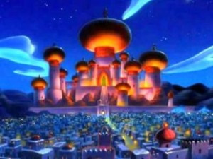 Agrabah the mythical country in the Disney film Aladdin. Credit: Disney Studios.