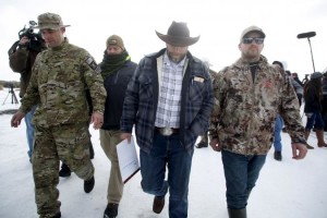 Ammon Bundy departs after addressing the media at the Malheur National Wildlife Refuge near Burns, Oregon, on January 4. Credit: Reuters/Jim Urquhart