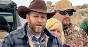 Ammon Bundy speaks at a press conference in Oregon.