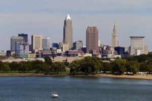 Cleveland skyline taken from Edgewater Park in Cleveland. Credit: AP/Mark Duncan