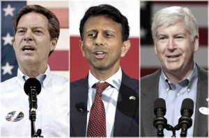 Three of the worse Republican governors Sam Brownback, Bobby Jindal (now happily ex-governor), and Rick Snyder Credit: AP/Reuters/Charlie Riedel/Brian Snyder/Rebecca Cook