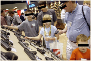 Members of a family check out the Beretta gun display at the 132nd Annual National Rifle Association Meeting in Orlando, Florida, April 27, 2003. The National Rifle Association had plenty to celebrate at its annual convention on Sunday: a gun-friendly president and Congress it helped elect, a robust membership of four million and a real shot at eliminating its most hated law - the ban on assault weapons. PP03040078 REUTERS/Shannon Stapleton SS/HB NRA - RTRMIKI