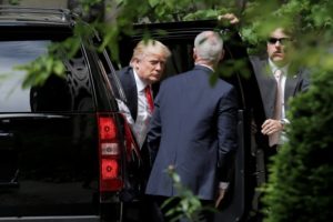 Trump exits car