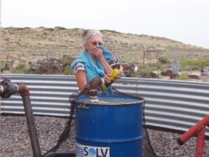 Deb Thomas, a researcher with the nonprofit Shale Test, monitored air pollution in Pavillion, Wyo. Credit: Coming Clean