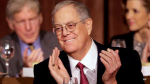 David Koch, Executive Vice President of Koch Industries, Inc. Credit: AP Photo/Mark Lennihan