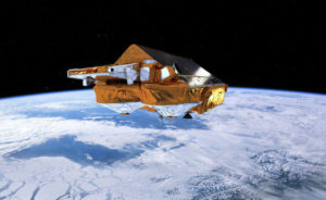 The ESA’s Cryo-Sat satellite, hovering over our rapidly disappearing ice sheets.  Credit: ESA