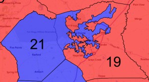  Racially gerrymandered state Senate districts in Fayetteville, North Carolina Credit: Stephen Wolf