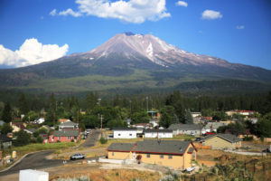 The snow-capped dormant volcano Mount Shasta, as seen from Weed, in Northern California. Credit Jim Wilson/The New York Times