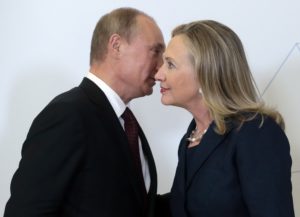 Vladimir Putin and Hillary Clinton