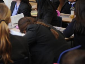 Schoolgirls at a mainstream school. Those at ACE schools were told they must submit to men PA